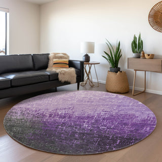 Piper Looms Mayfield Ombre AMF1066 Purple Machine Washable Area Rug Round Lifestyle Image Feature