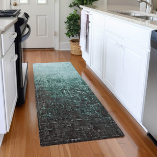 Piper Looms Mayfield Ombre AMF1066 Teal Machine Washable Area Rug Runner Lifestyle Image Feature