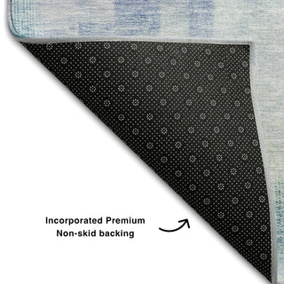 Piper Looms Mayfield Squares AMF1067 Blue Machine Washable Area Rug Backing Image