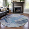 Piper Looms Mayfield Squares AMF1067 Blue Machine Washable Area Rug Round Lifestyle Image Feature