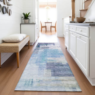 Piper Looms Mayfield Squares AMF1067 Blue Machine Washable Area Rug Runner Lifestyle Image Feature
