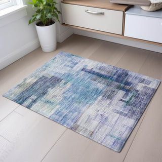 Piper Looms Mayfield Squares AMF1067 Blue Machine Washable Area Rug Scatter Lifestyle Image Feature