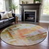 Piper Looms Mayfield Squares AMF1067 Coral Machine Washable Area Rug Round Lifestyle Image Feature