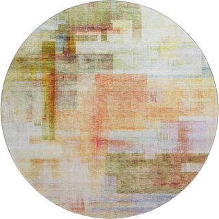 Piper Looms Mayfield Squares AMF1067 Coral Machine Washable Area Rug Round Main Image