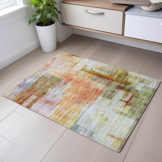 Piper Looms Mayfield Squares AMF1067 Coral Machine Washable Area Rug Scatter Lifestyle Image Feature