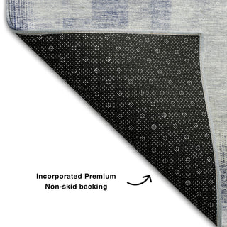 Piper Looms Mayfield Squares AMF1067 Denim Machine Washable Area Rug Backing Image