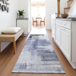 Piper Looms Mayfield Squares AMF1067 Denim Machine Washable Area Rug Runner Lifestyle Image Feature