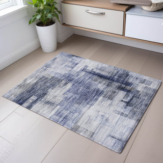 Piper Looms Mayfield Squares AMF1067 Denim Machine Washable Area Rug Scatter Lifestyle Image Feature