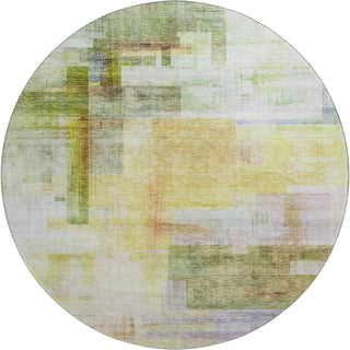 Piper Looms Mayfield Squares AMF1067 Green Machine Washable Area Rug Round Main Image