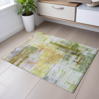 Piper Looms Mayfield Squares AMF1067 Green Machine Washable Area Rug Scatter Lifestyle Image Feature