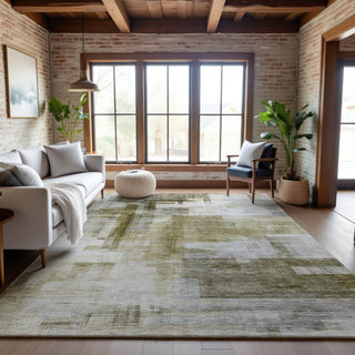 Piper Looms Mayfield Squares AMF1067 Taupe Machine Washable Area Rug Lifestyle Image Feature