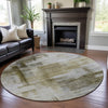 Piper Looms Mayfield Squares AMF1067 Taupe Machine Washable Area Rug Round Lifestyle Image Feature