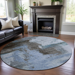 Piper Looms Mayfield Modern AMF1068 Blue Machine Washable Area Rug Round Lifestyle Image Feature