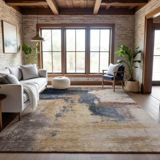 Piper Looms Mayfield Modern AMF1068 Gold Machine Washable Area Rug Lifestyle Image Feature
