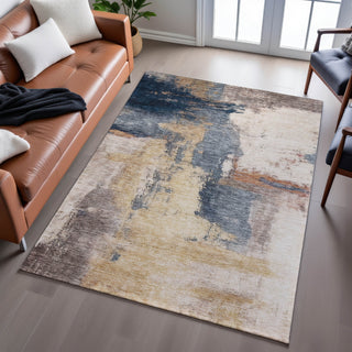 Piper Looms Mayfield Modern AMF1068 Gold Machine Washable Area Rug Lifestyle Image Feature