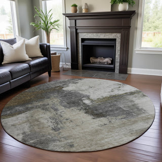 Piper Looms Mayfield Modern AMF1068 Gray Machine Washable Area Rug Round Lifestyle Image Feature