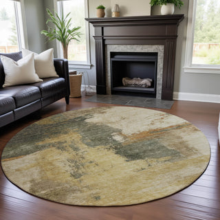 Piper Looms Mayfield Modern AMF1068 Sage Machine Washable Area Rug Round Lifestyle Image Feature