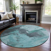 Piper Looms Mayfield Modern AMF1068 Teal Machine Washable Area Rug Round Lifestyle Image Feature