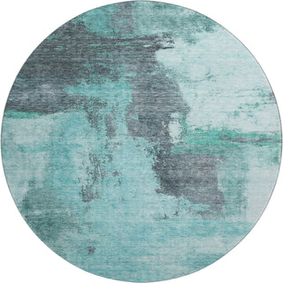 Piper Looms Mayfield Modern AMF1068 Teal Machine Washable Area Rug Round Main Image