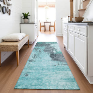 Piper Looms Mayfield Modern AMF1068 Teal Machine Washable Area Rug Runner Lifestyle Image Feature