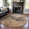 Piper Looms Mayfield Modern AMF1068 Terracotta Machine Washable Area Rug Round Lifestyle Image Feature