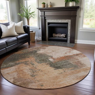 Piper Looms Mayfield Modern AMF1068 Terracotta Machine Washable Area Rug Round Lifestyle Image Feature