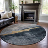 Piper Looms Mayfield Modern AMF1069 Blue Machine Washable Area Rug Round Lifestyle Image Feature