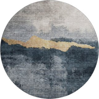 Piper Looms Mayfield Modern AMF1069 Blue Machine Washable Area Rug Round Main Image