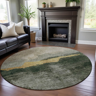 Piper Looms Mayfield Modern AMF1069 Fern Machine Washable Area Rug Round Lifestyle Image Feature