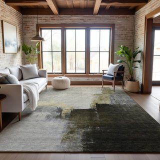 Piper Looms Mayfield Abstract AMF1071 Khaki Machine Washable Area Rug Lifestyle Image Feature