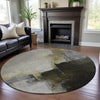 Piper Looms Mayfield Abstract AMF1071 Khaki Machine Washable Area Rug Round Lifestyle Image Feature