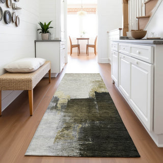 Piper Looms Mayfield Abstract AMF1071 Khaki Machine Washable Area Rug Runner Lifestyle Image Feature