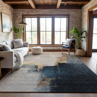 Piper Looms Mayfield Abstract AMF1071 Taupe Machine Washable Area Rug Lifestyle Image Feature