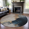 Piper Looms Mayfield Abstract AMF1071 Taupe Machine Washable Area Rug Round Lifestyle Image Feature