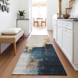 Piper Looms Mayfield Abstract AMF1071 Taupe Machine Washable Area Rug Runner Lifestyle Image Feature