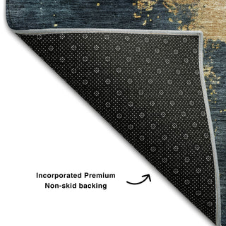 Piper Looms Mayfield Abstract AMF1072 Blue Machine Washable Area Rug Backing Image
