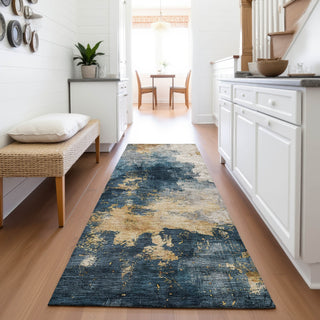 Piper Looms Mayfield Abstract AMF1072 Blue Machine Washable Area Rug Runner Lifestyle Image Feature