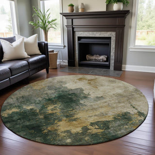 Piper Looms Mayfield Abstract AMF1072 Fern Machine Washable Area Rug Round Lifestyle Image Feature