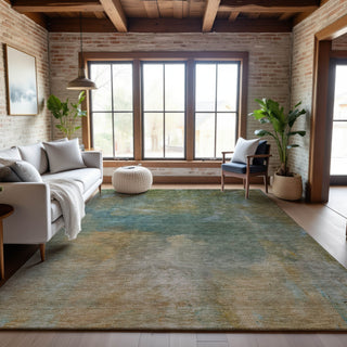 Piper Looms Mayfield Abstract AMF1073 Aloe Machine Washable Area Rug Lifestyle Image Feature