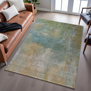 Piper Looms Mayfield Abstract AMF1073 Aloe Machine Washable Area Rug Lifestyle Image Feature
