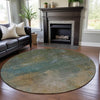 Piper Looms Mayfield Abstract AMF1073 Aloe Machine Washable Area Rug Round Lifestyle Image Feature