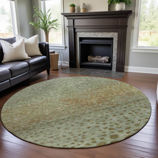Piper Looms Mayfield Circles AMF1074 Aloe Machine Washable Area Rug Round Lifestyle Image Feature