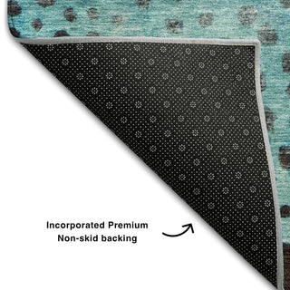 Piper Looms Mayfield Circles AMF1074 Blue Machine Washable Area Rug Backing Image