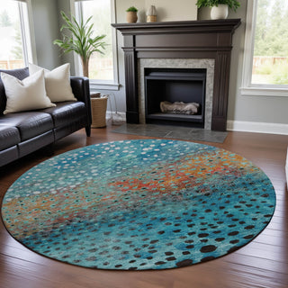 Piper Looms Mayfield Circles AMF1074 Blue Machine Washable Area Rug Round Lifestyle Image Feature