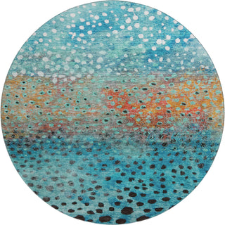 Piper Looms Mayfield Circles AMF1074 Blue Machine Washable Area Rug Round Main Image