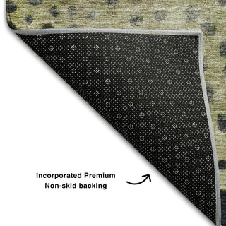 Piper Looms Mayfield Circles AMF1074 Green Machine Washable Area Rug Backing Image