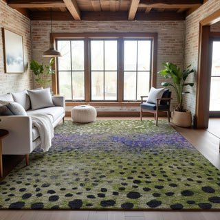 Piper Looms Mayfield Circles AMF1074 Green Machine Washable Area Rug Lifestyle Image Feature