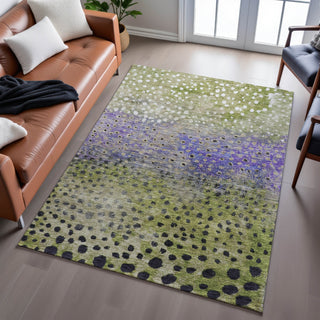 Piper Looms Mayfield Circles AMF1074 Green Machine Washable Area Rug Lifestyle Image Feature