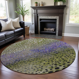 Piper Looms Mayfield Circles AMF1074 Green Machine Washable Area Rug Round Lifestyle Image Feature