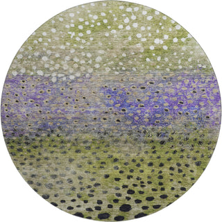 Piper Looms Mayfield Circles AMF1074 Green Machine Washable Area Rug Round Main Image